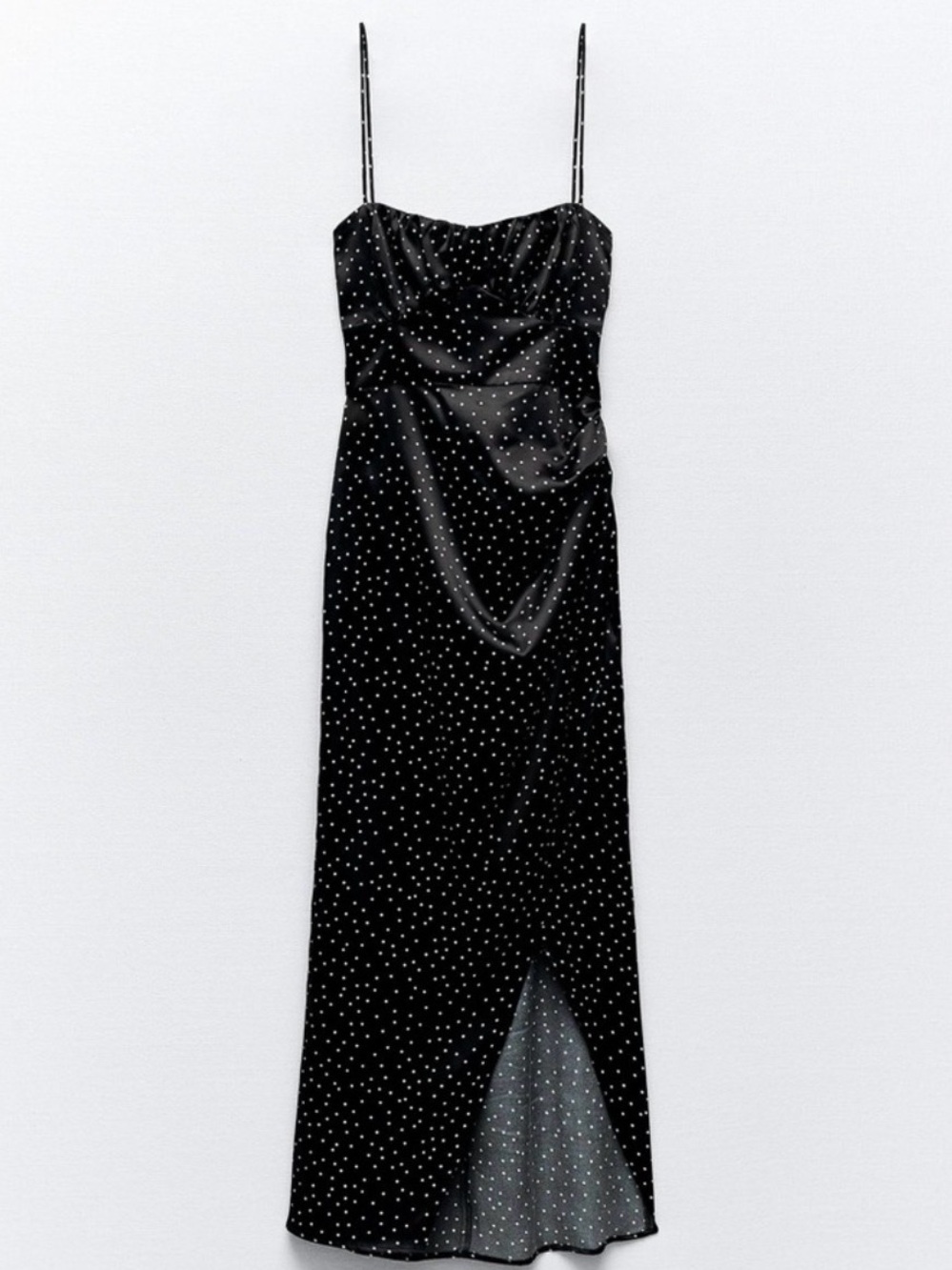 Polka Dot Satin Midi Dress